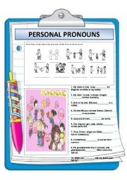English Worksheet: PERSONAL PRONOUNS