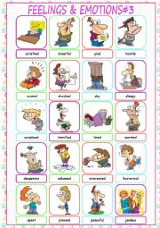 English Worksheet: Feelings & Emotions Picture Dictionary#3