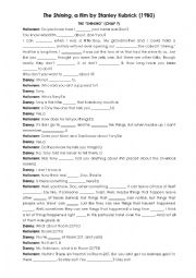 English Worksheet: The Shining comprehension