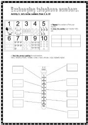 English Worksheet: Exchanging phone numbers