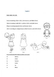 English Worksheet: Read and colour