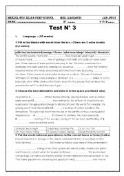 English Worksheet: Mid term Test  N 2    ( 9 th form)