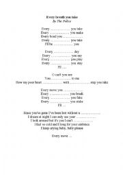 English Worksheet: Every breath you take -  song
