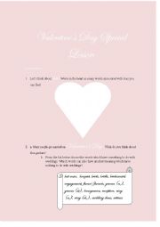 English Worksheet: Valentines Day Lesson