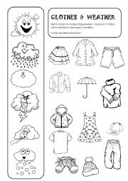 English Worksheet: Clothes and Weather