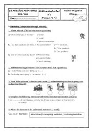 English Worksheet: mid term test 2 8th form