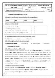 English Worksheet: test 2 7th form