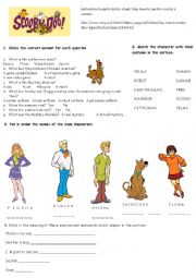 English Worksheet: SCOOBY DOO COMPREHESION AND LISTENING