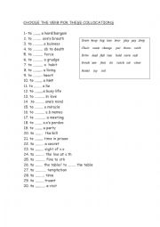 English Worksheet: collocations with some verbs