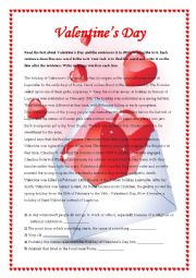 English Worksheet: Valentines Day