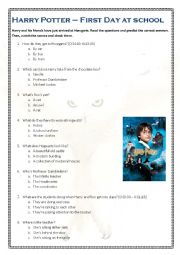 English Worksheet: Harry Potter - First day at school