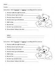 English Worksheet: Simple Present- Positive and Negative sentences