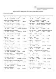 English Worksheet: English Evaluation simple present- past and future-present and past progressive