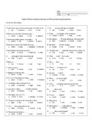 English Worksheet: English Evaluation simple present- past and future-present and past progressive