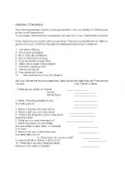 English Worksheet: adjectives+prepositions 