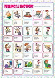 English Worksheet: Feelings & Emotions Multiple Choice