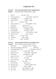 English Worksheet: Comparison Test