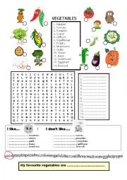 English Worksheet: Vegetables