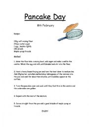 English Worksheet: Pancake day