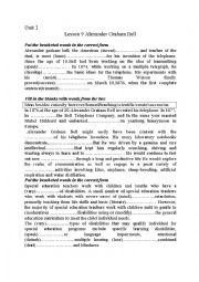 English Worksheet: 4th form unit 2 Alexander Grahem Bell