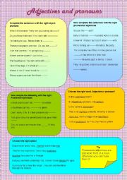 English Worksheet: Adjectives and pronouns
