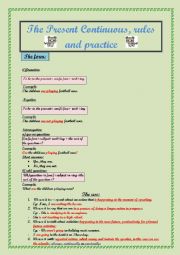 English Worksheet: The present continuous, use and form part 1