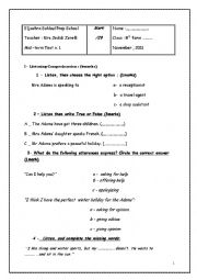 English Worksheet: mid-term test1