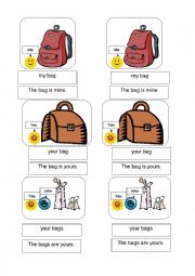 English Worksheet: Possessives: mine,yours,ours,his,hers (PART 1 OF 2)