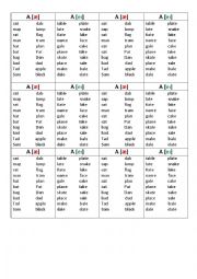 English Worksheet: A - reading [] vs [eı] for 6 students