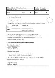 English Worksheet: 4th form (arts) mid-term test nb2