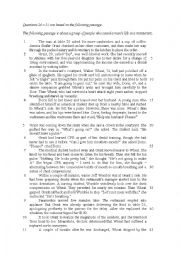 English Worksheet: reading comprehension and summary practice