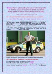 English Worksheet: Article: Britains tallest ambulance worker .