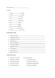 English Worksheet: Mixed exercises on am/is/are