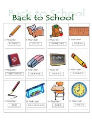 English Worksheet: School objects