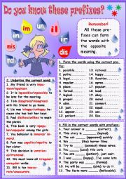 English Worksheet: Do You Know These Prefixes?