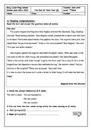 English Worksheet: ENd term test 