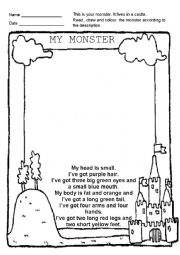 English Worksheet: Draw a monster