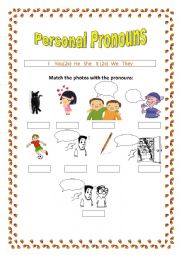 English Worksheet: Personal Pronouns