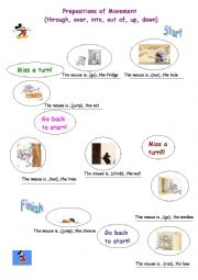 English Worksheet: Prepositions of movement(through, over, into, up, down, out of)