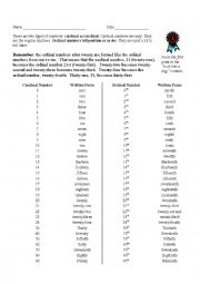 English Worksheet: Ordinal Numbers Guide