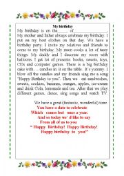 English Worksheet: My birthday