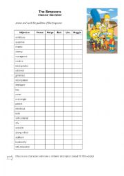 English Worksheet: The Simpsons, character description