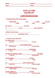 English Worksheet: Viva la Vida - Coldplay