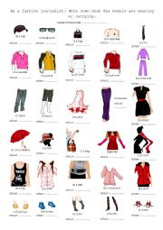 English Worksheet: Be a fashion journalist 