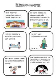 English Worksheet: speaking cards (linkers/conjunctions) (part one)