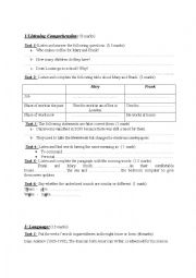 English Worksheet: mid term test n2 for 3rd form