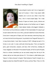 English Worksheet: Reading Comprehension - Travel in Japan - Upper Intermediate