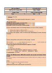English Worksheet: Mid Term test 2 (Forth Form)
