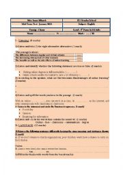 Mid Term test 2 (Forth Form)