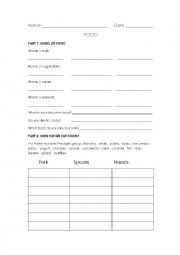 English Worksheet: Foods
